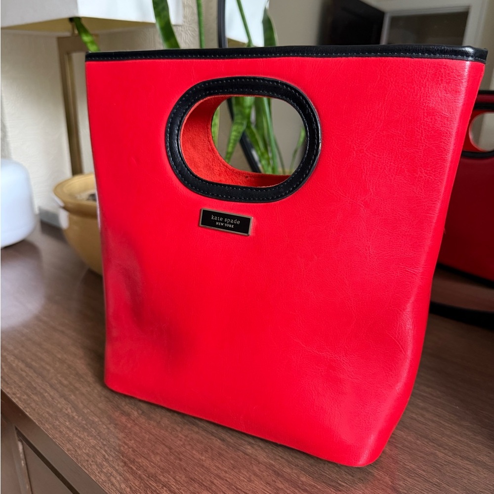 Kate Spade Vibrant Red Tote with Black Accents